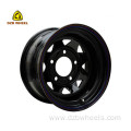 8 spoke black white 15x8 steel wagon wheel